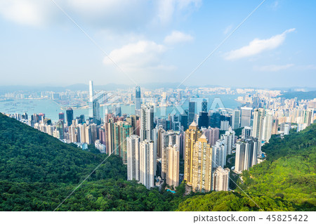 Beautiful architecture building exterior cityscape of hong kong city skyline Beautiful architecture building exterior cityscape of hong kong city skyline 45825422