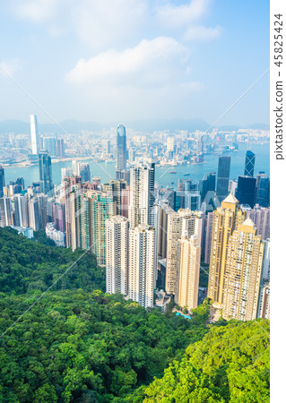 Beautiful architecture building exterior cityscape of hong kong city skyline Beautiful architecture building exterior cityscape of hong kong city skyline 45825424