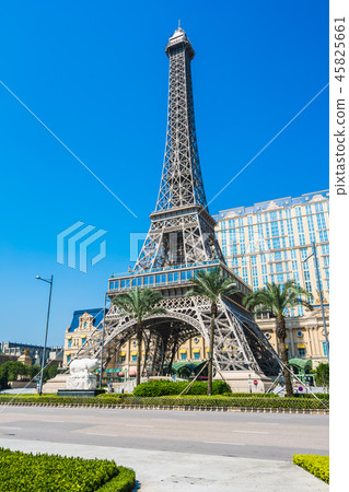China, Macau - September 10 2018 - Beautiful eiffel tower landmark of parisian hotel and resort in macau city 45825661