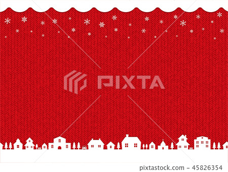 Winter / Christmas image background illustration (knitting pattern) / red 45826354