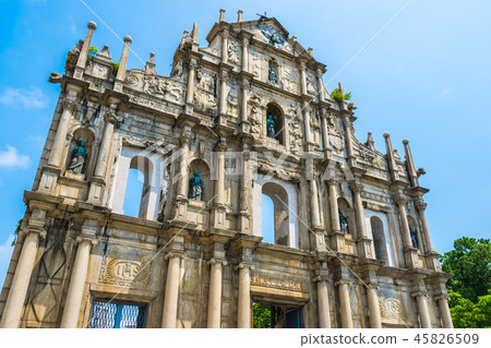 Beautiful old architecture building with ruin of st pual church Beautiful old architecture building with ruin of st pual church 45826509