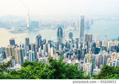 Beautiful architecture building exterior cityscape of hong kong city skyline Beautiful architecture building exterior cityscape of hong kong city skyline 45826653