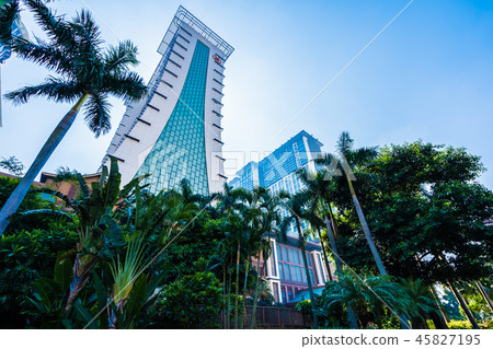 China, Macau - September 11 2018 - Beautiful luxury exterior architecture building of hotel resort in macau city skyline 45827195