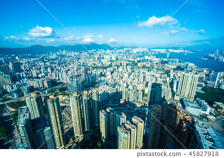 Beautiful architecture building exterior cityscape of hong kong city skyline Beautiful architecture building exterior cityscape of hong kong city skyline 45827918