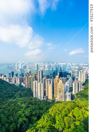 Beautiful architecture building exterior cityscape of hong kong city skyline Beautiful architecture building exterior cityscape of hong kong city skyline 45827919