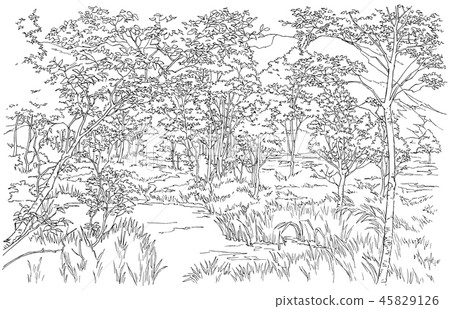 Cartoon style pen drawing illustration Natural... - Stock Illustration ...