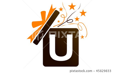 Gift Box Ribbon Letter U Gift Box Ribbon Letter U 45829833