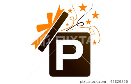 Gift Box Ribbon Letter P Gift Box Ribbon Letter P 45829836