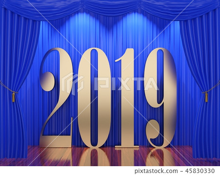 New year 2019,3d rendering of 2019 on stage 45830330