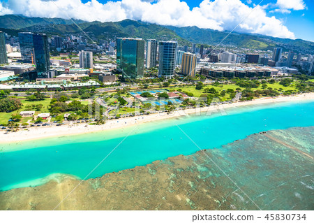 "Hawaii" Honolulu, Ala Moana, Oahu "Aerial Photography" 45830734