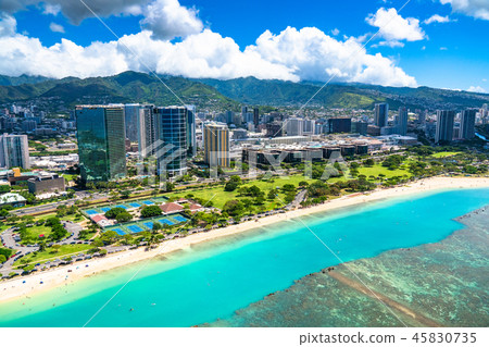 "Hawaii" Honolulu, Ala Moana, Oahu "Aerial Photography" 45830735