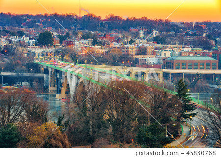 View on Key bridge in Washington DC at winter morning View on Key bridge in Washington DC at winter morning 45830768