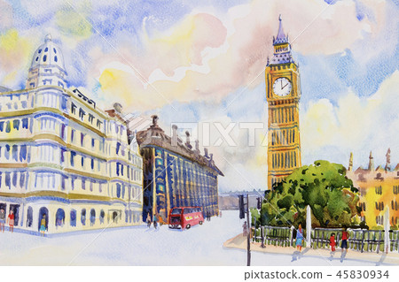 Street view in London Red Bus at England. 45830934