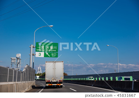 Traveling on the Tokai Hokuriku Road Track Ichinomiya Exit (Aichi Prefecture) 45831667