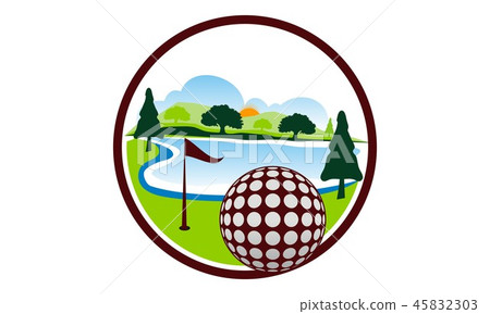 Golf Landscape Logo Design Template Vector 45832303