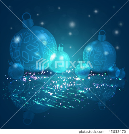 Christmas background dark blue colors with a set of Christmas shiny balls with snowflakes, 3d Christmas background dark blue colors with a set of Christmas shiny balls with snowflakes, 3d 45832470