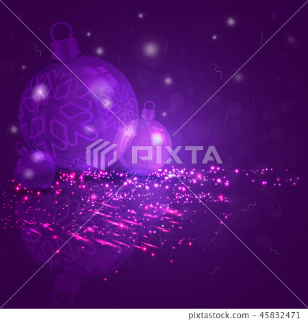 Christmas card purple, blue with a set of Christmas shiny balls with snowflakes. Christmas card purple, blue with a set of Christmas shiny balls with snowflakes. 45832471
