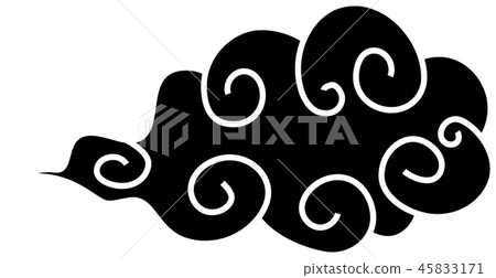 Clouds Japanese style material for new year's cards black 45833171