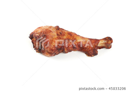 roasted turkey leg isolated on white background. 45833206
