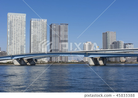 Harumi Ohashi and Tower Mansion seen from Toyosu Gururi Park 45833388