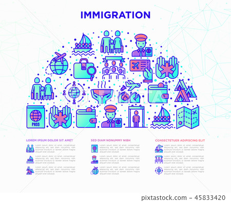 Immigration concept in half circle 45833420