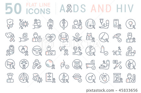 Set Vector Line Icons of AIDS and HIV. Set Vector Line Icons of AIDS and HIV. 45833656