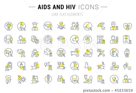Set Vector Line Icons of AIDS and HIV. Set Vector Line Icons of AIDS and HIV. 45833659