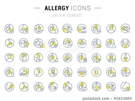 Set Vector Line Icons of Allergy. 45833664