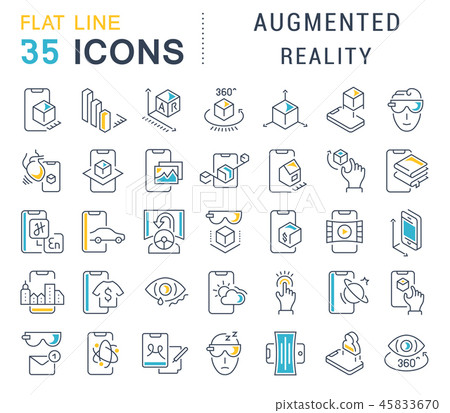 Set Vector Line Icons of Augmented Reality. - Stock Illustration ...