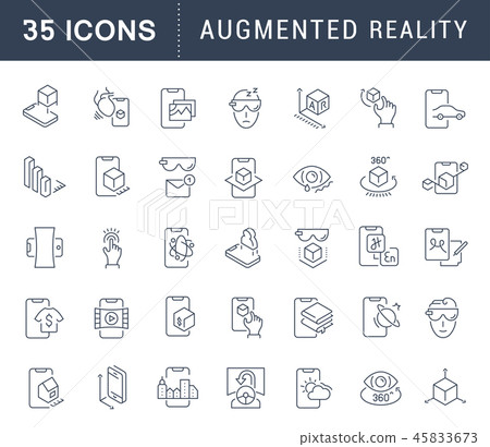 Set Vector Line Icons of Augmented Reality. 45833673