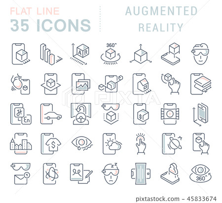 Set Vector Line Icons of Augmented Reality. Set Vector Line Icons of Augmented Reality. 45833674