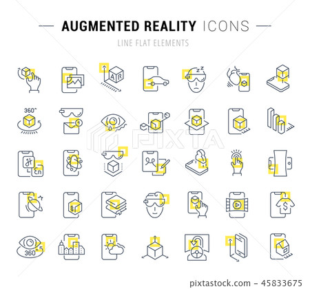 Set Vector Line Icons of Augmented Reality. 45833675