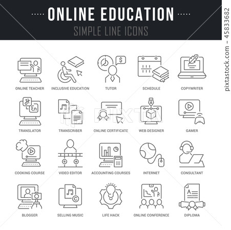 Set Vector Line Icons of Online Education. Set Vector Line Icons of Online Education. 45833682