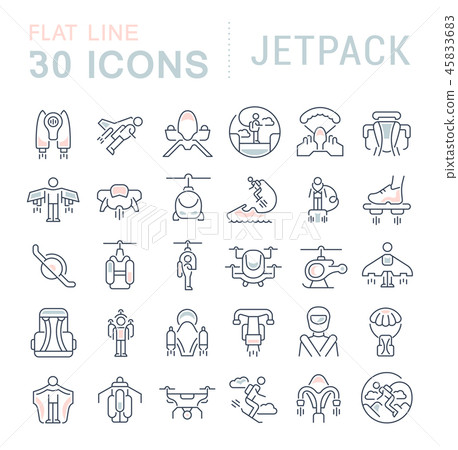 Set Vector Line Icons of Jetpack. 45833683