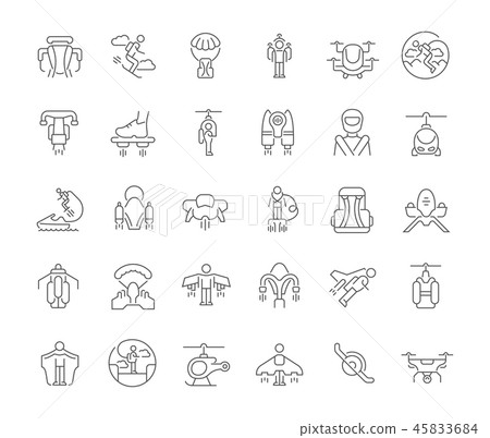 Set Vector Line Icons of Jetpack. Set Vector Line Icons of Jetpack. 45833684
