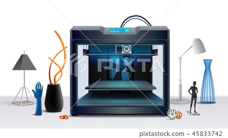 3d Printer Realistic Composition 45833742