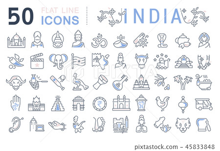 Set Vector Line Icons of India. 45833848