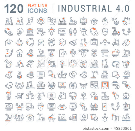 Set Vector Line Icons of Industrial 4.0. Set Vector Line Icons of Industrial 4.0. 45833861