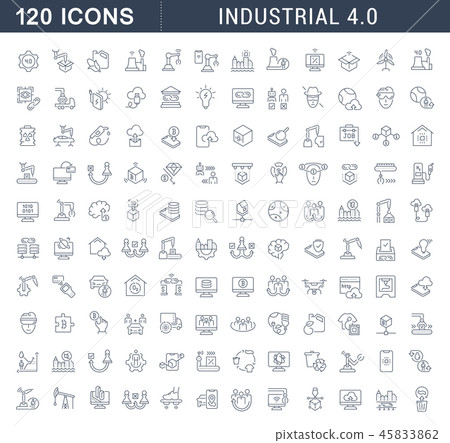 Set Vector Line Icons of Industrial 4.0. Set Vector Line Icons of Industrial 4.0. 45833862