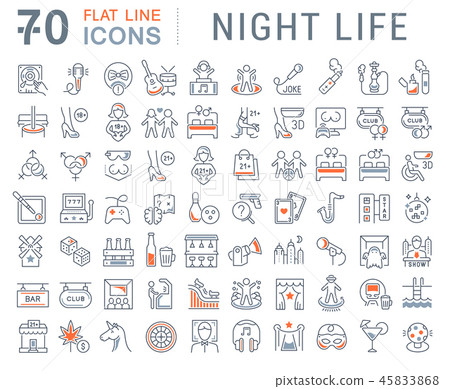 Set Vector Line Icons of Night Life. 45833868