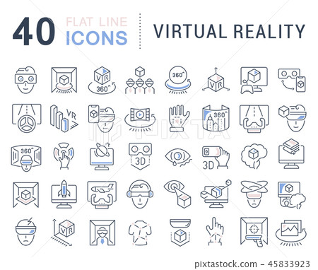 Set Vector Line Icons of Virtual Reality. 45833923