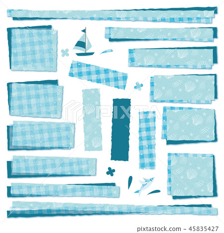 Patchwork fabric style frame label plaid sea shell Patchwork fabric style frame label plaid sea shell 45835427