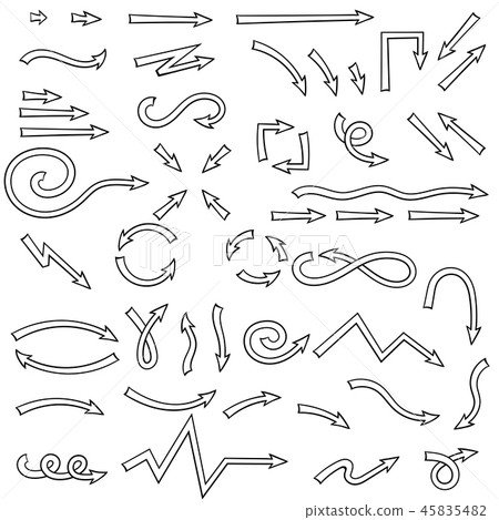 Arrows. Flat outline sharp shaped signs Arrows. Flat outline sharp shaped signs 45835482