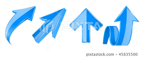 Blue arrows set. 3d UP web icons Blue arrows set. 3d UP web icons 45835500