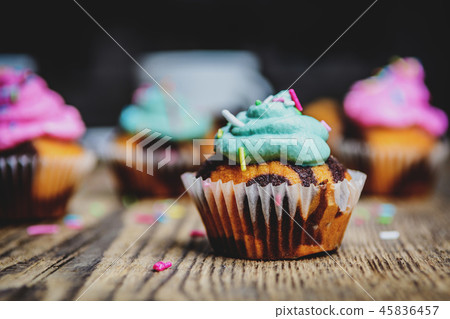 Chocolate cupcake with cream Chocolate cupcake with cream 45836457