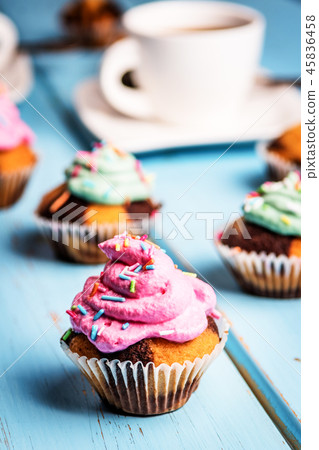 Chocolate cupcake with cream 45836458