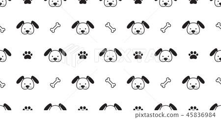 Dog seamless pattern Dachshund vector puppy paw 45836984