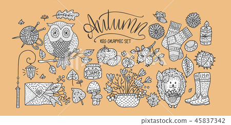 Cozy fall hand drawn vector illustration. Cozy fall hand drawn vector illustration. 45837342