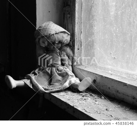 Doll on windowsill in abandoned kindergarten Doll on windowsill in abandoned kindergarten 45838146