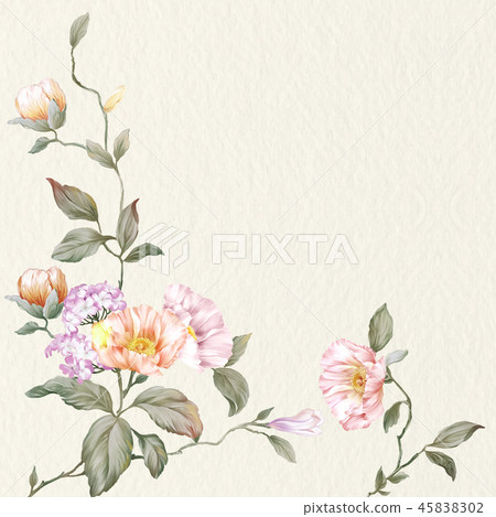 Elegant rose flower and branches Elegant rose flower and branches 45838302